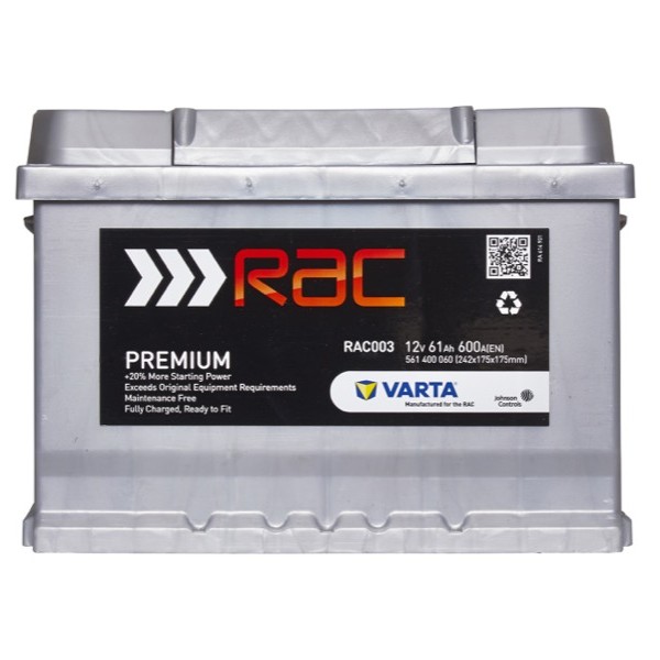 RAC003 Car Battery Type 027/075 12V 61Ah Car Batteries RAC Shop