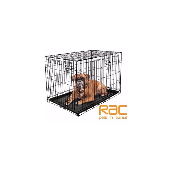 RAC Large Metal Fold Flat Crate With Plastic Tray Pet Travel RAC Shop